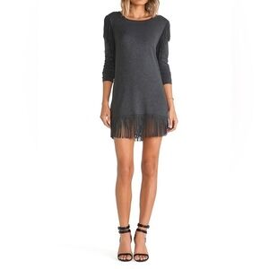 Riller & Fount Josephine Fringe Dress Charcoal Gray Excellent Size M